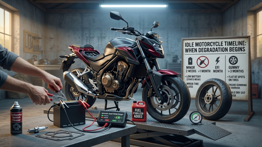 how long can a motorcycle sit without starting